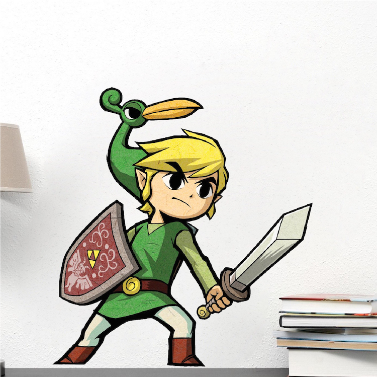 Zelda Cartoon Wall Decal Link Video Game Room Nintendo Mural Sticker Design, e13