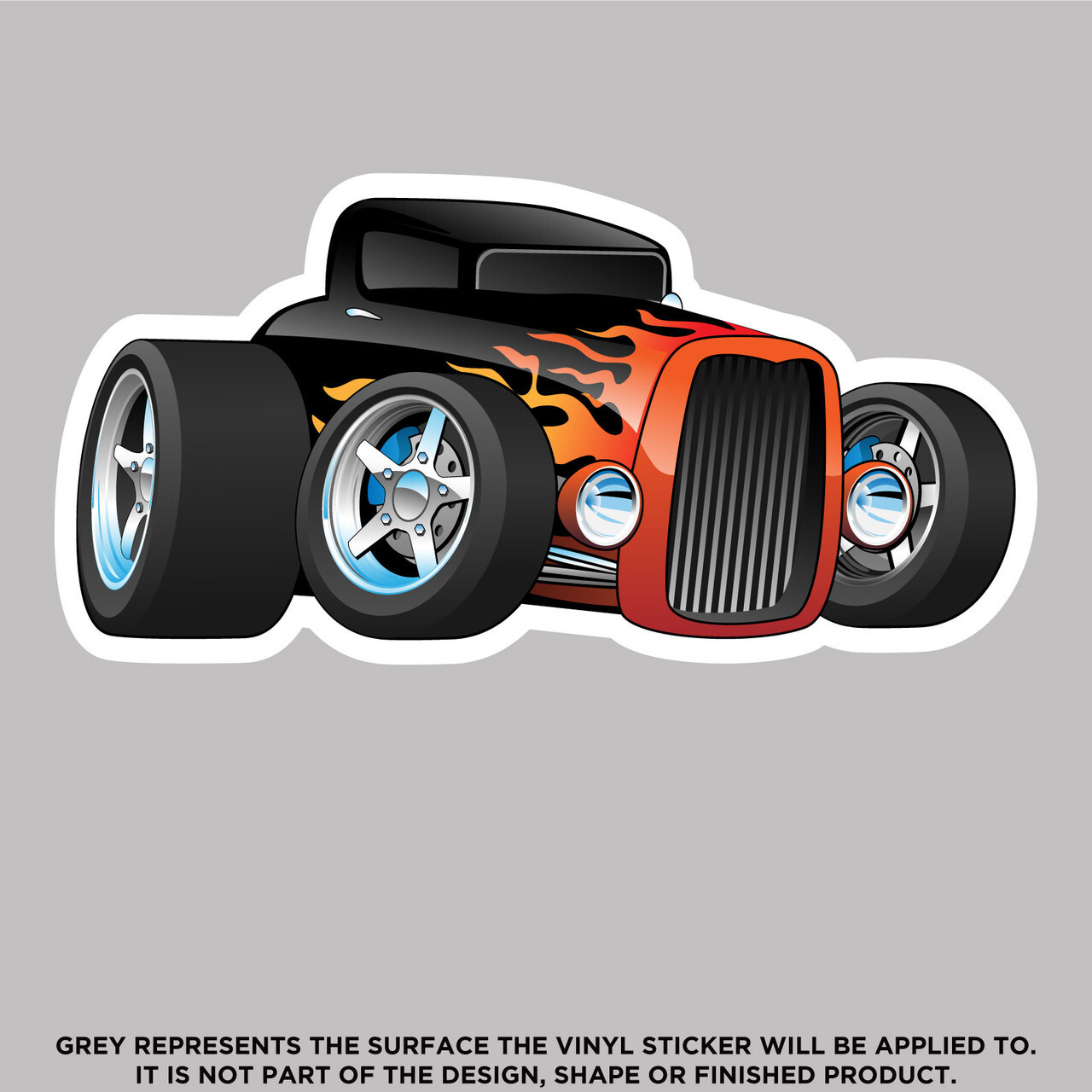 Hot Rod With Flames, High Quality Vinyl Stickers