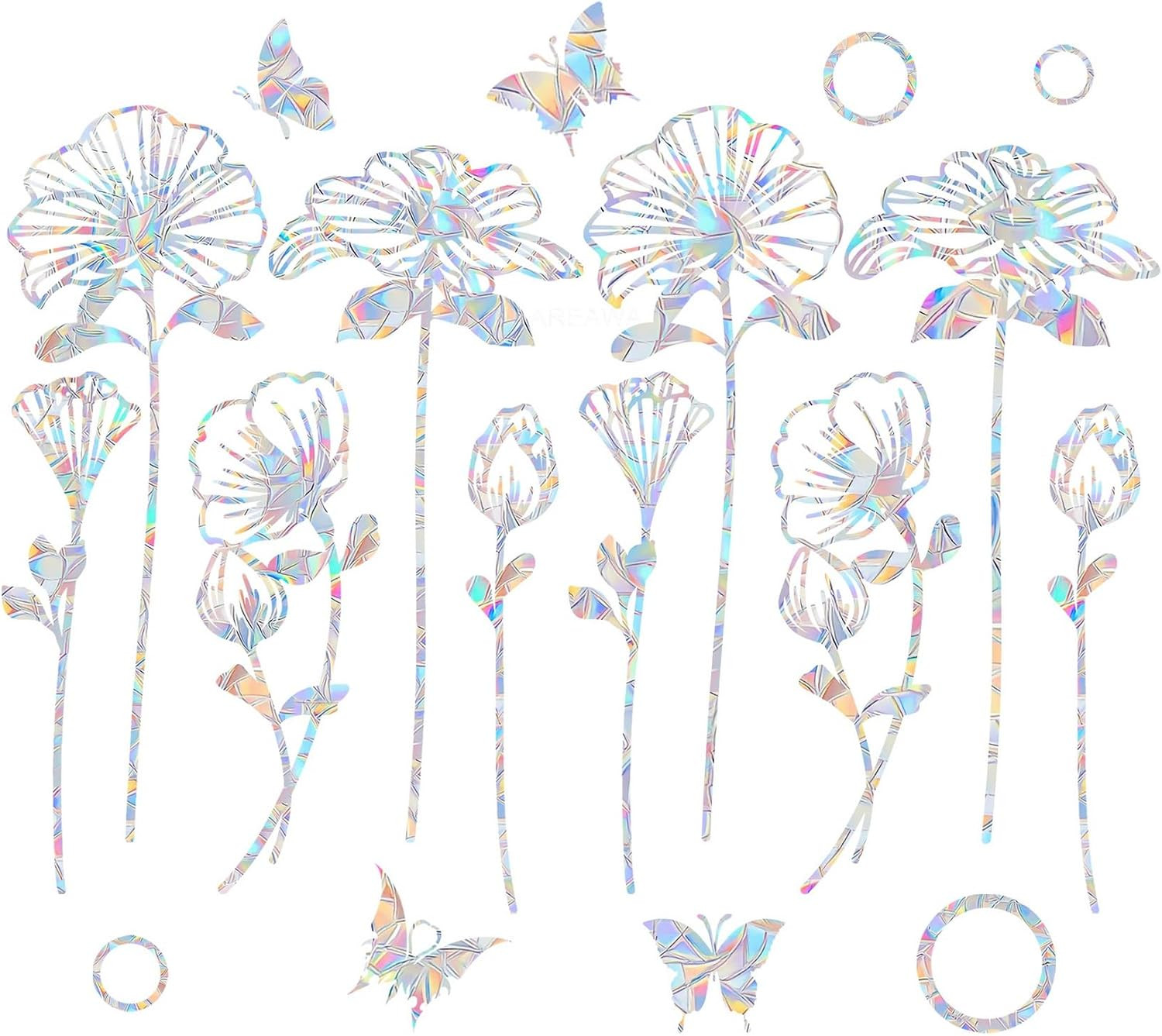 10 Flower Window Decals for Bird Strikes – Non-Adhesive Vinyl Stickers