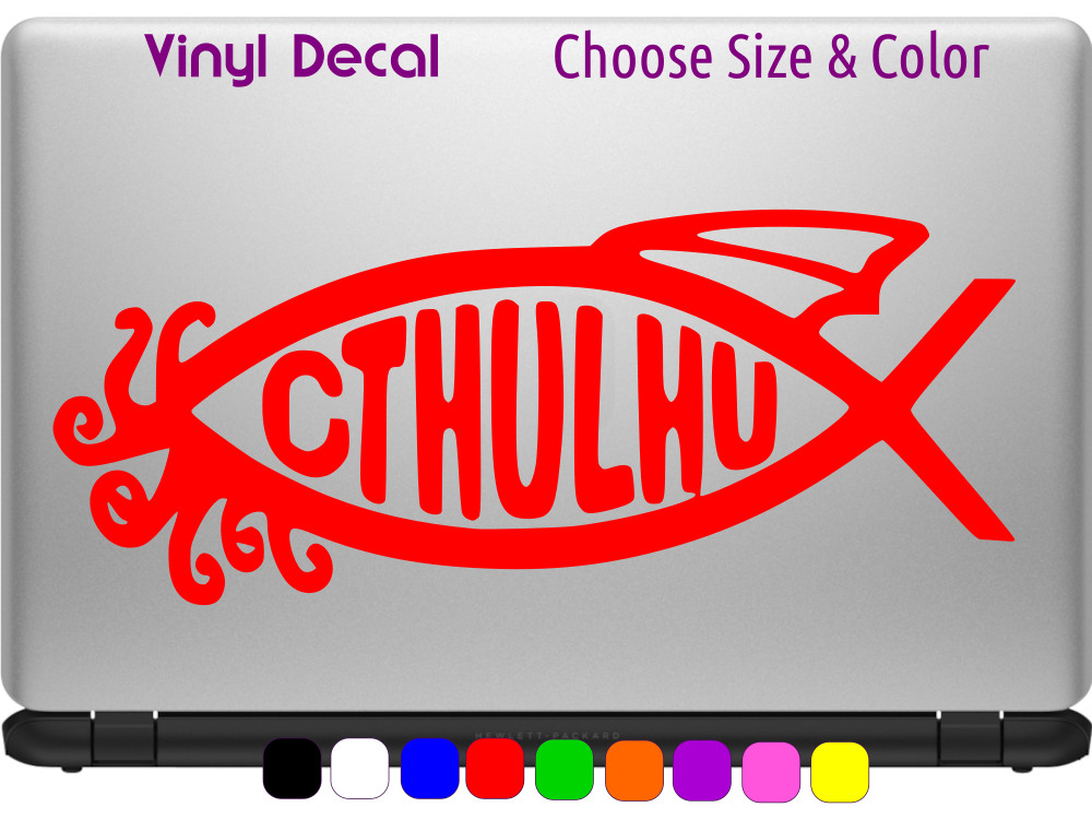 Cthulhu Tentacles Fish Emblem Decal Laptop Car Window Sticker CHOOSE SIZE COLOR