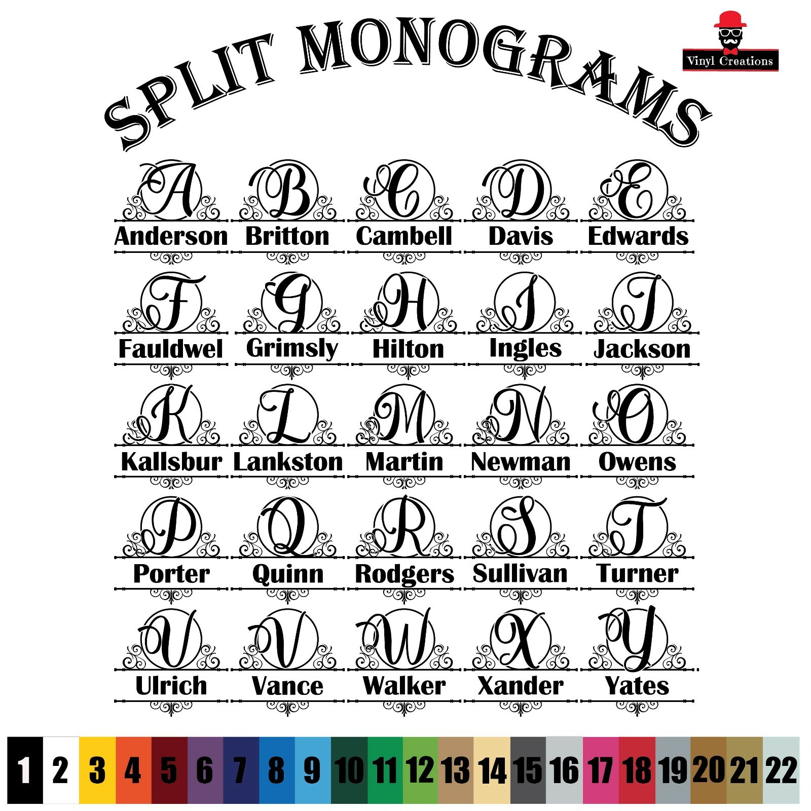 Custom Decal Vinyl Text -Lettering Monogram Name Craft Art Design