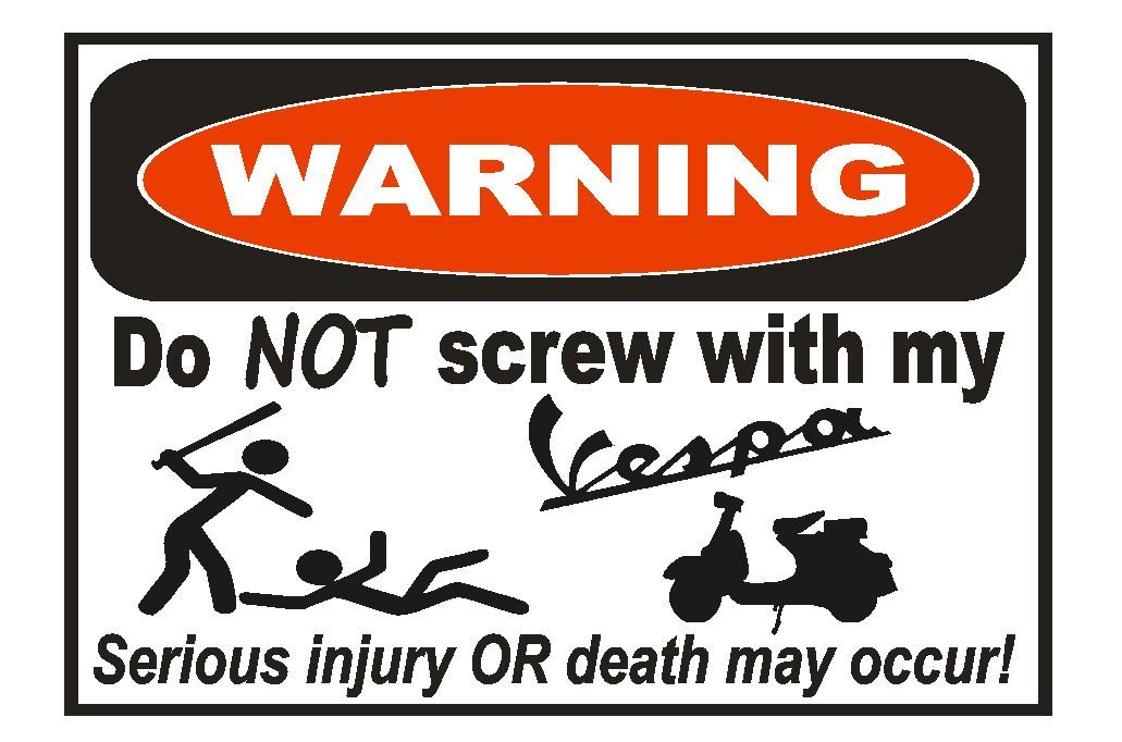 Moped Scooter Funny Warning Sticker Go Bike Toy Sign Decal Label D733