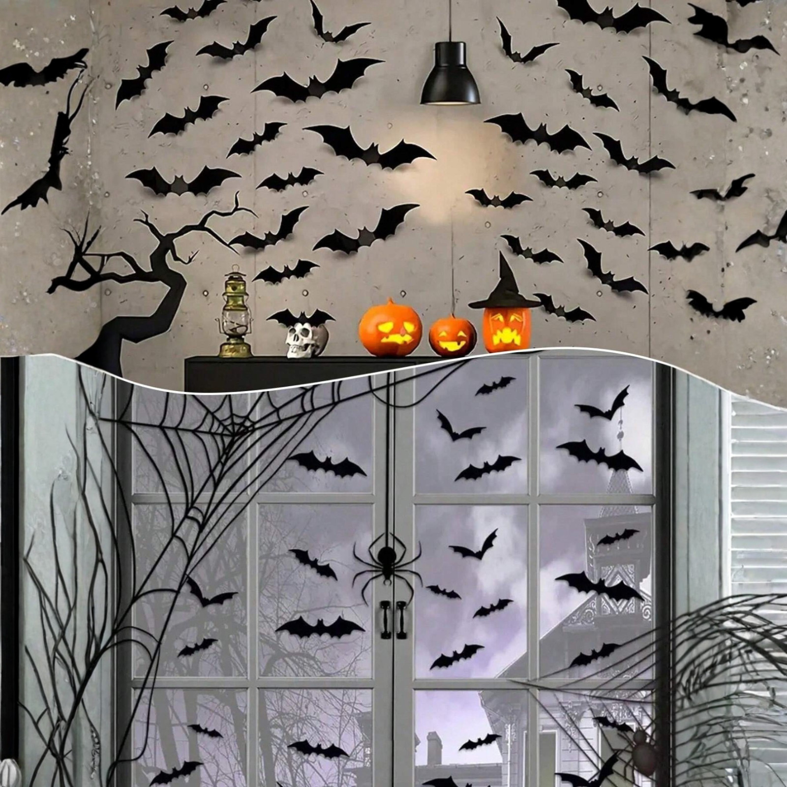3D Bat Stickers 4 Sizes DIY Wall Halloween Decor Scary Bats For Haunted Home New