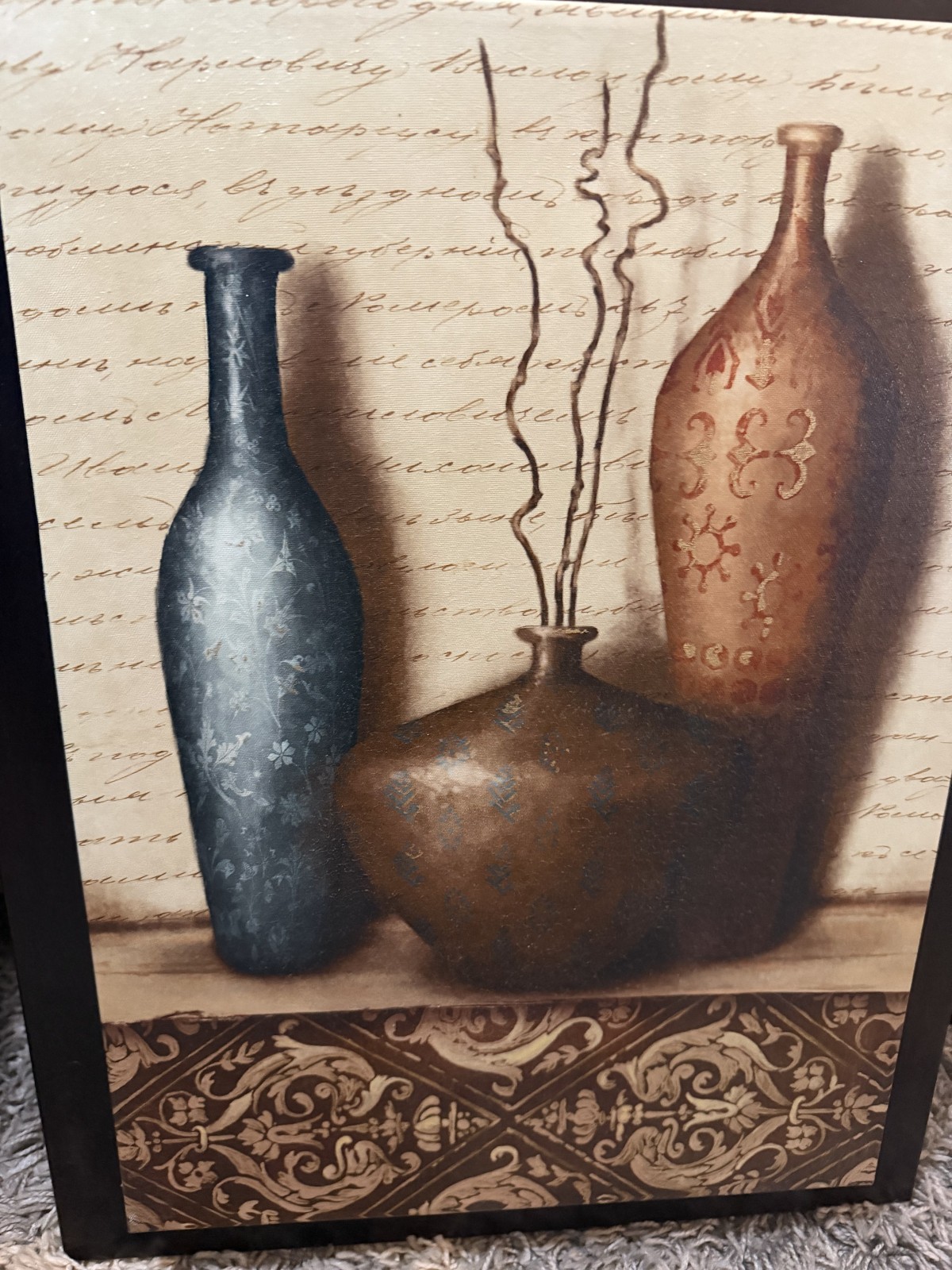 Wall Art Set of 2 Framed Canvas Still Life Vase Decor Neutral Brown Blue