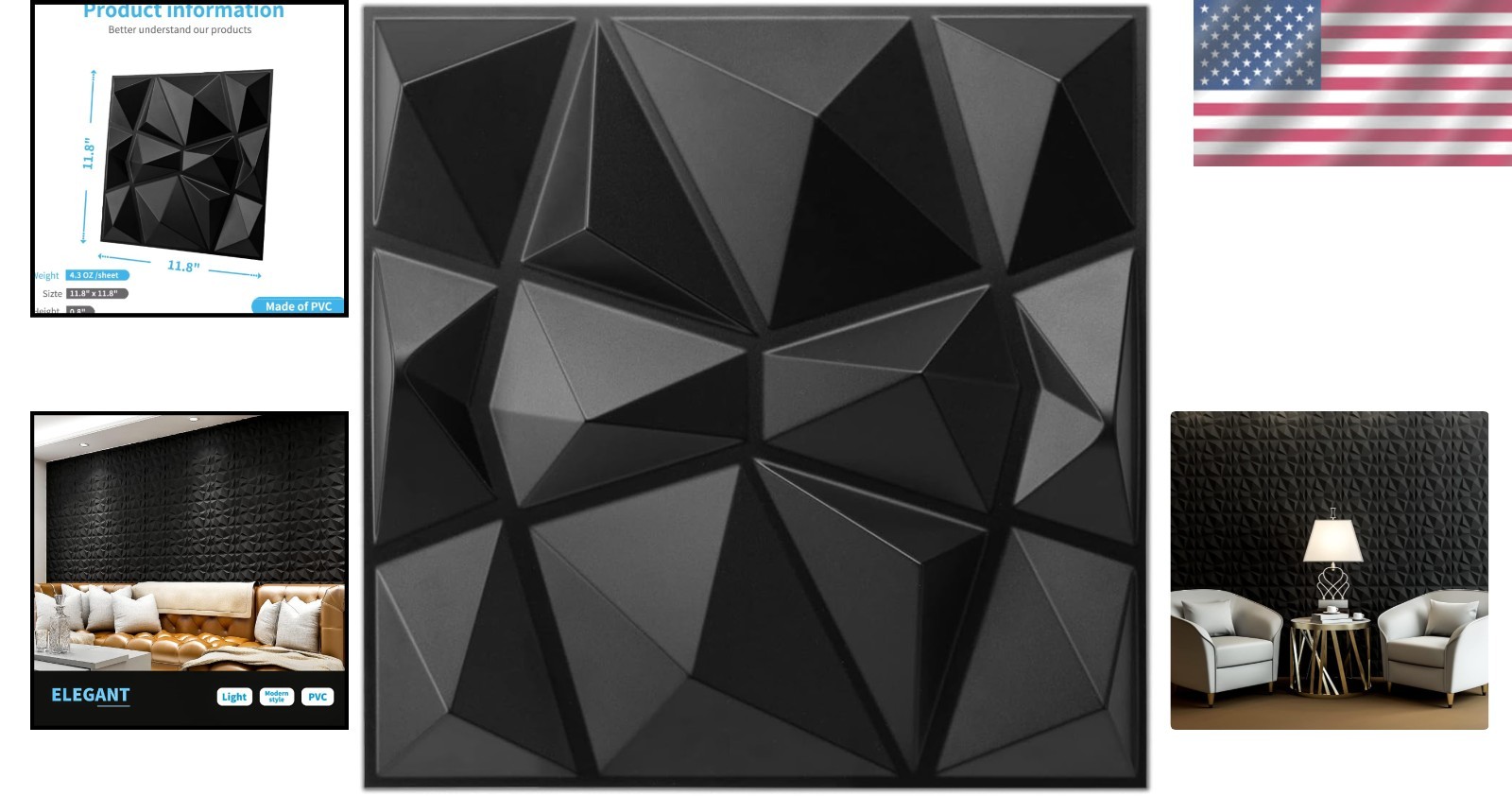 Lightweight PVC Wall Panels, Diamond Design – 33 Pack