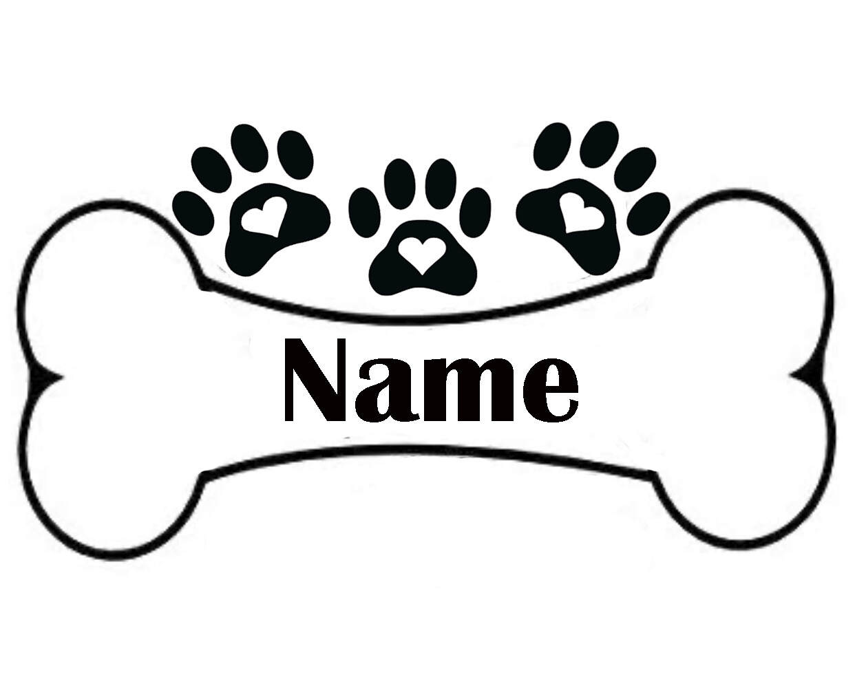 ANY NAME Dog Bone heart paw PrintVinyl Decal Sticker Car Wall Tumbler Cup Choice