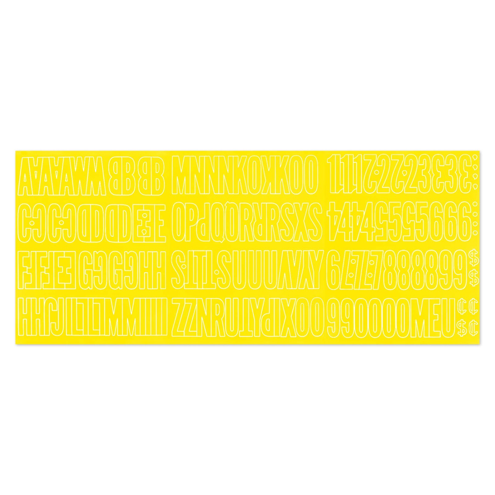 2 Inch Yellow Vinyl Letters and Numbers Gothic Decal 167 Piece Set