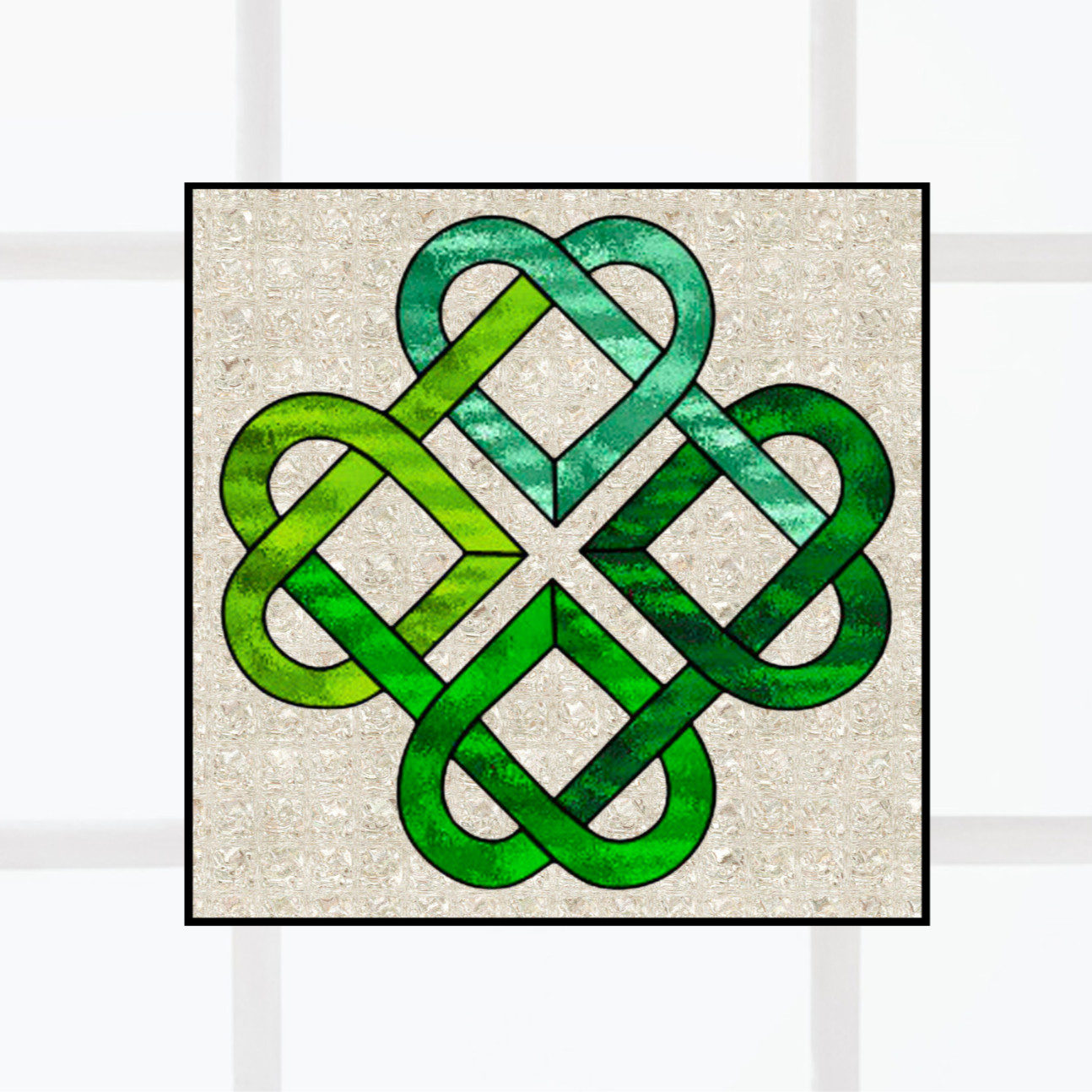 Celtic Knots Faux Stained-Glass WINDOW CLING Size 8" Vinyl