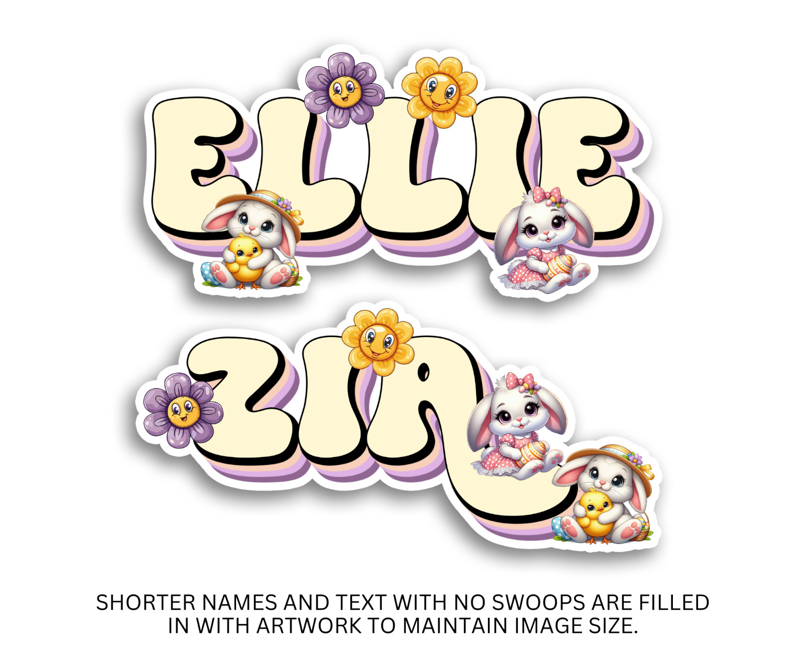 Custom Easter Name Sticker, Waterproof Vinyl Decal, Kids Gift, Laptops, Bunnie