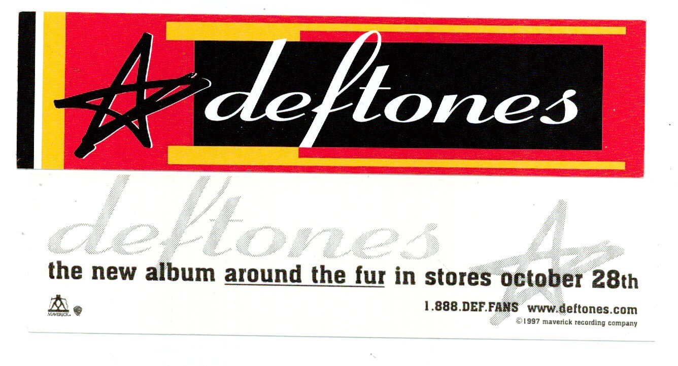 deftones THE NEW ALBUM STICKER/DECAL 1997 around the fur 6 3/8" x 1 5/8" NEW!