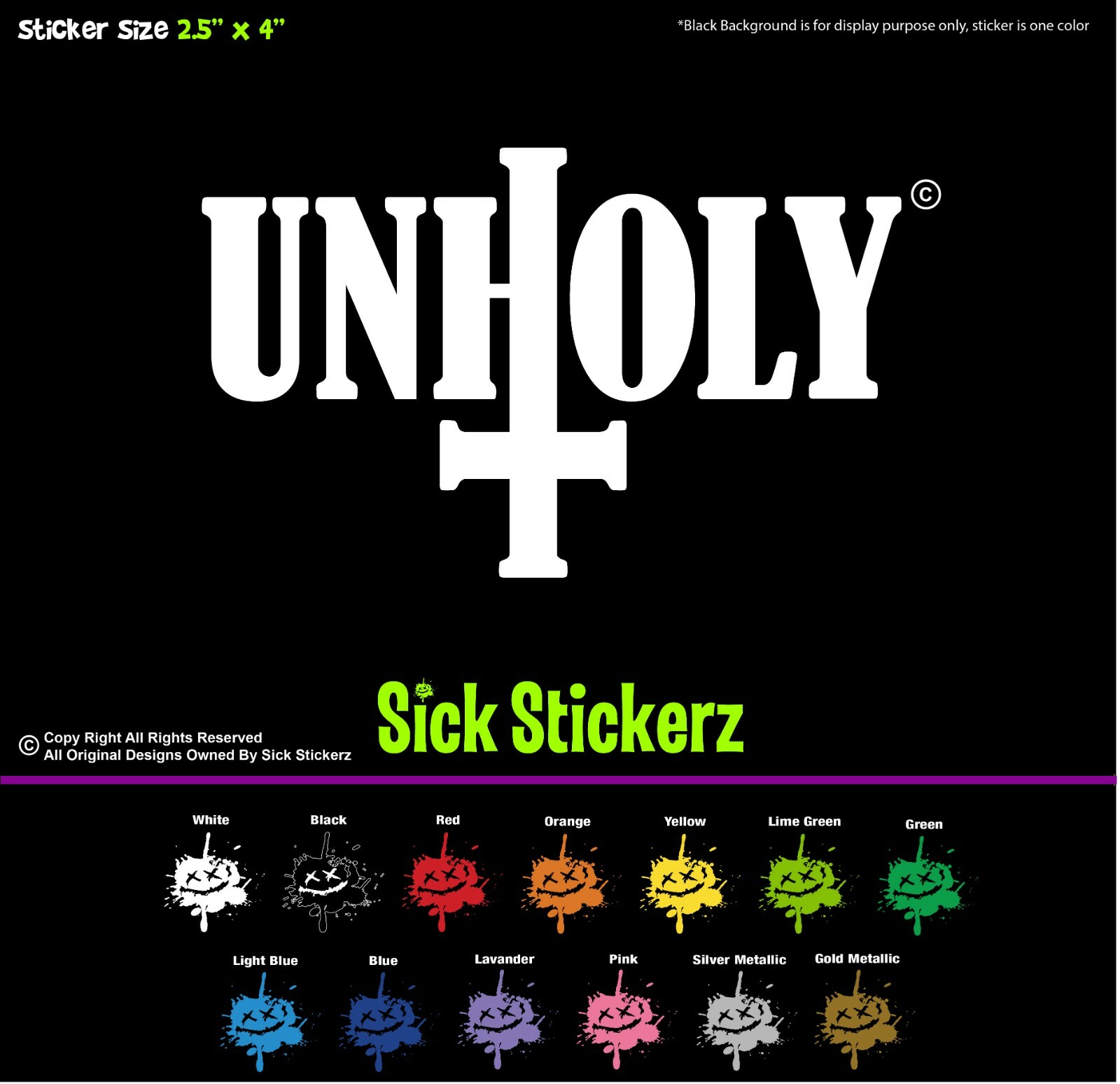 Unholy Satan 666 Vinyl Decal Bumper Sticker Car Windows