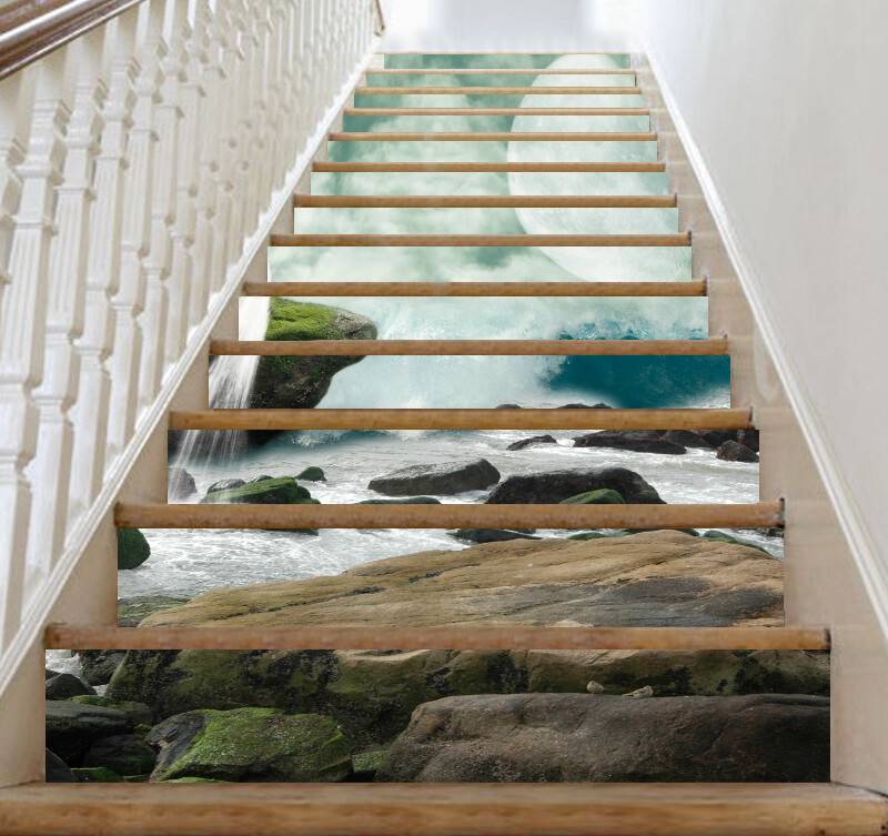 3D Stone Moon 647NA Stair Risers Decoration Photo Mural Decal Wallpaper Fay