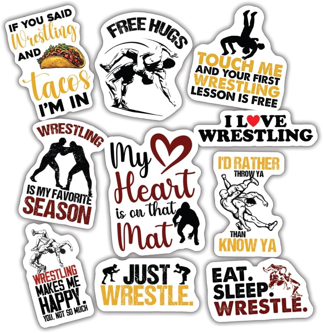 10pcs Wrestling Sticker, Wrestling Skills, Wrestling Legends, Gift For Wrestle