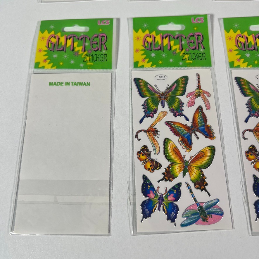 Butterfly Dragonfly Colorful Rainbow Glitter Sticker Decal LCS Lot (12x) Packs
