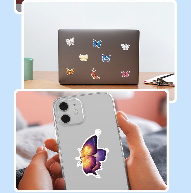 50Pcs Stickers Butterfly Laptop Luggage Skateboard Fridge Car Water bottle Vinyl