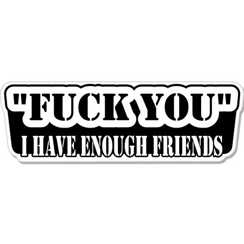 F You Enough Friends Rude Humor car bumper sticker decal 8" x 2"