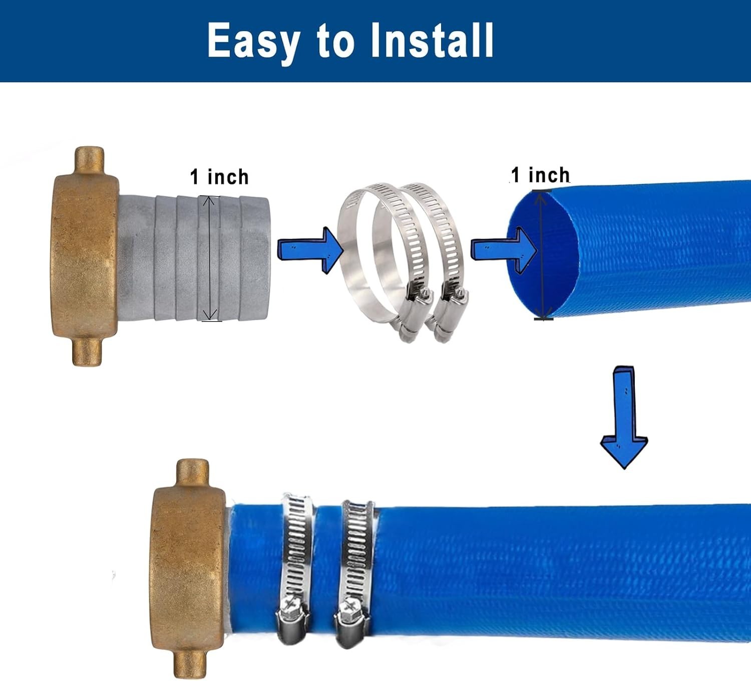 EASTRANS Aluminum Female Hose Fitting with Brass Nut, 1 inch Pin Lug Hose Sha…
