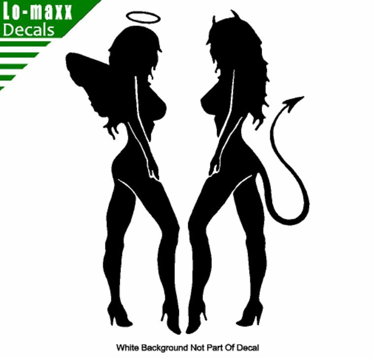 Hot Sexy Angel & Devil Girl Car Truck Boat Superior Quality Die Cut Vinyl Decal