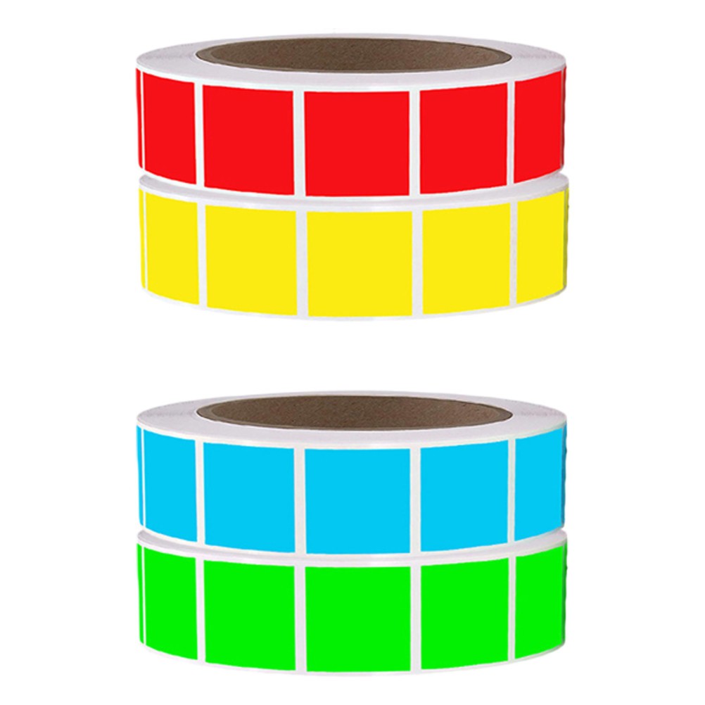 4 Rolls Adhesive Color Coding Labels: 1 X 1 Inch Removable Colored Labels