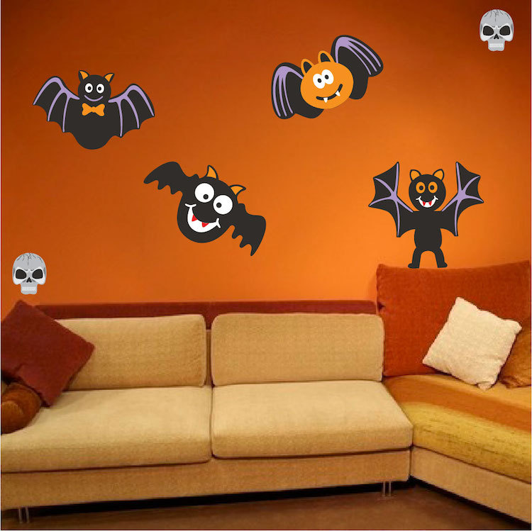 Halloween Pack Wall Decals Wallpaper Skulls Bats Seasonal Decorations Vinyl, h19
