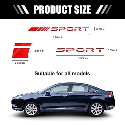 Car Decal Stickers, 14 PCS Reflective Sport Logo, Auto Wheel Rim Decor, Red