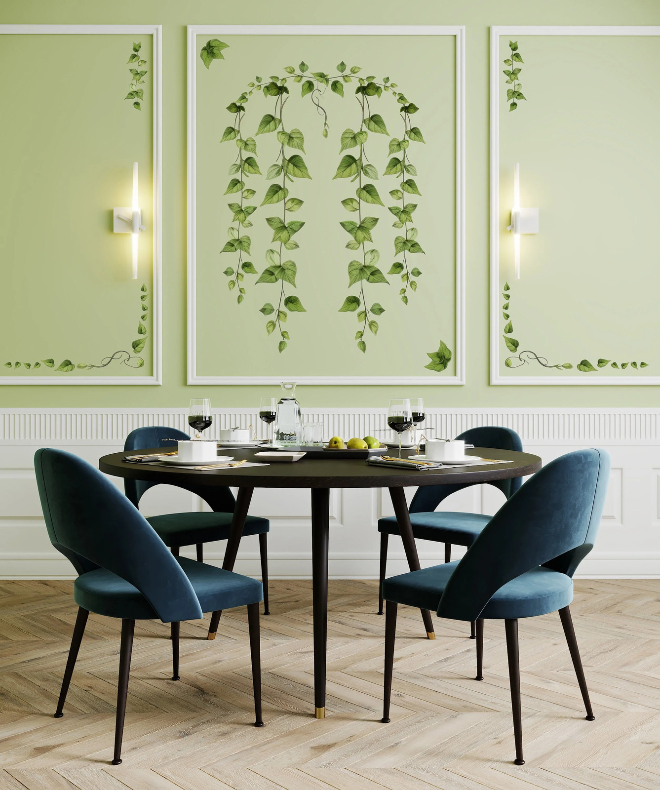 Hanging Vine Wall Sticker – Green Ivy Leaves Decal – Versatile Floral Decor for