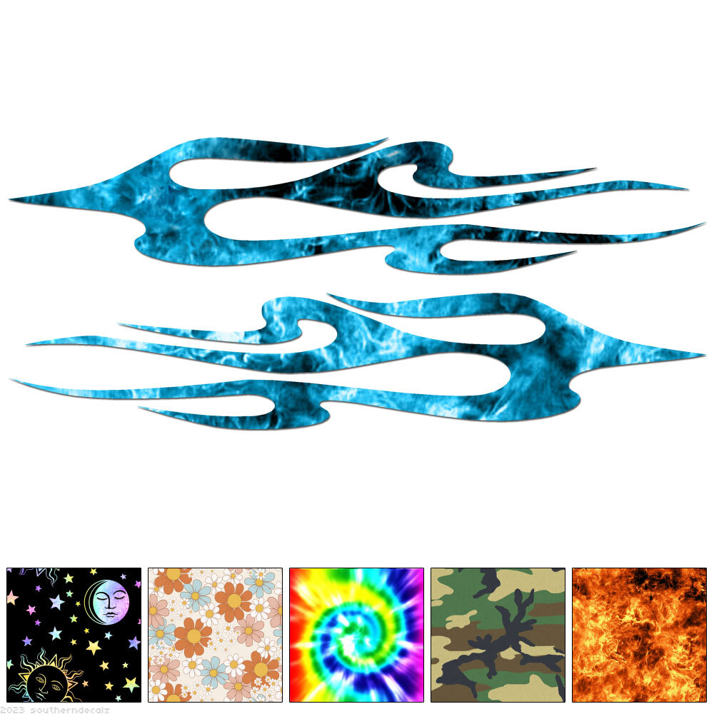 Pair Flames Fire – Decal Sticker – Multiple Patterns & Sizes – ebn7315