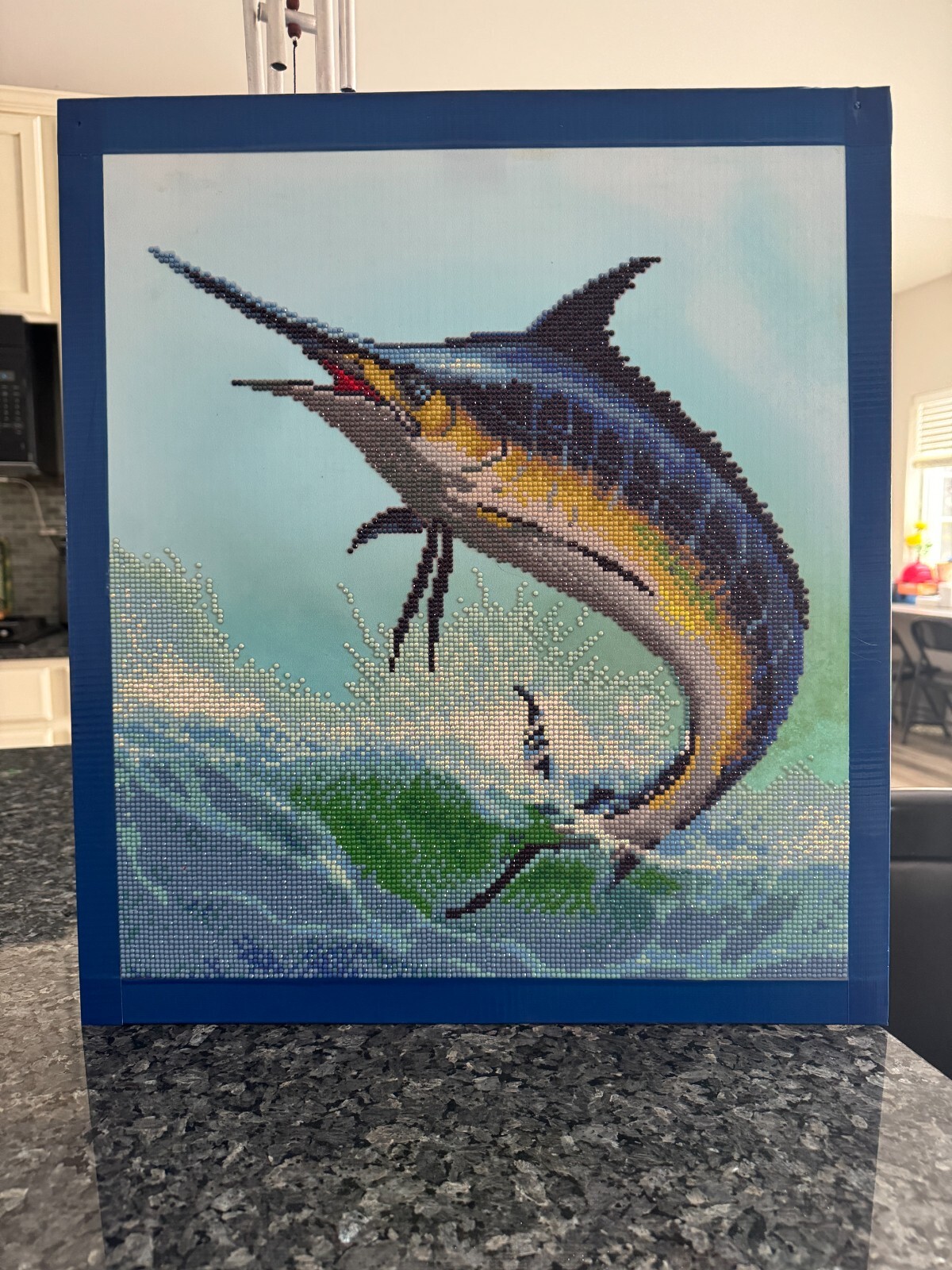 Majestic Marlin Diamond Painting – Completed and Ready to Display – 18×20