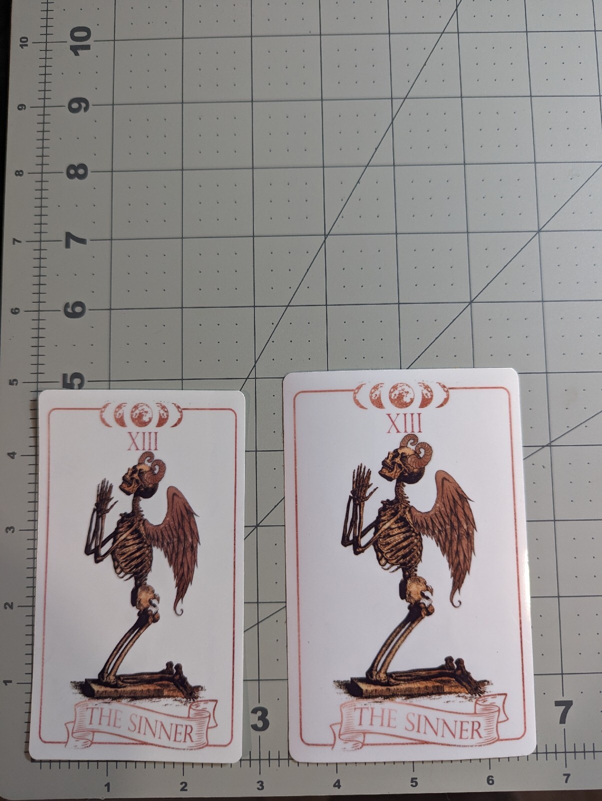 THE SINNER tarot 'card' die-cut printed vinyl sticker black or white