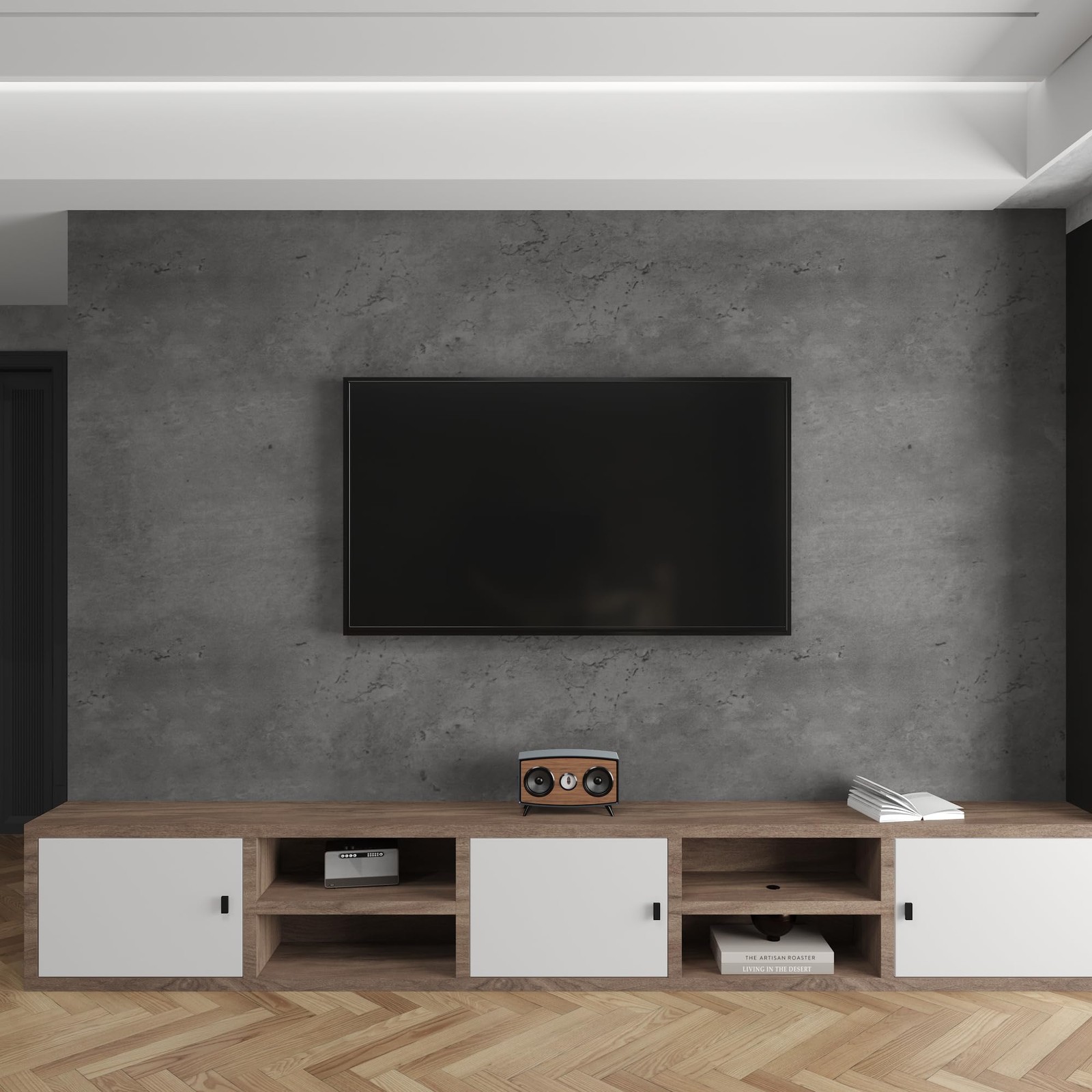 3yecao 31"×591" Darker Grey Black Wide Concrete 31" x 591", Dark Gray
