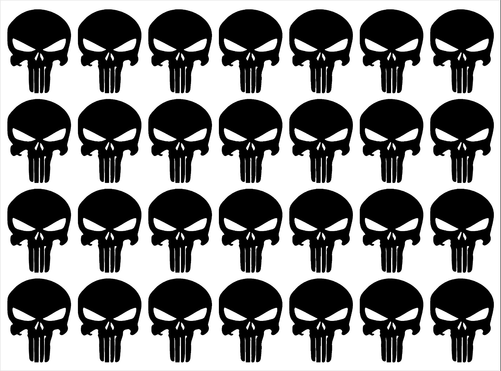 The Punisher Small 1" Skull Vinyl Decals Phone Laptop Gun Helmet Stickers Sheet