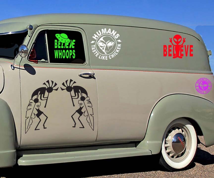 – Kokopelli 2 Kokopellis with Feather Navajo Pueblo Hopi Zuni Sticker Decal