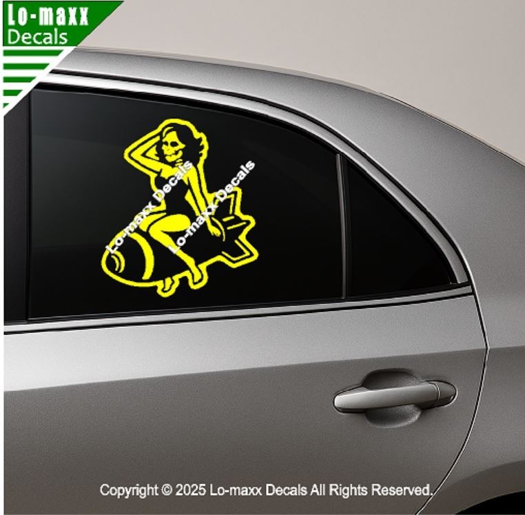 WWII Zombie Pin Up Bomb Decal Military Nose Art Style Avery Dennison Vinyl