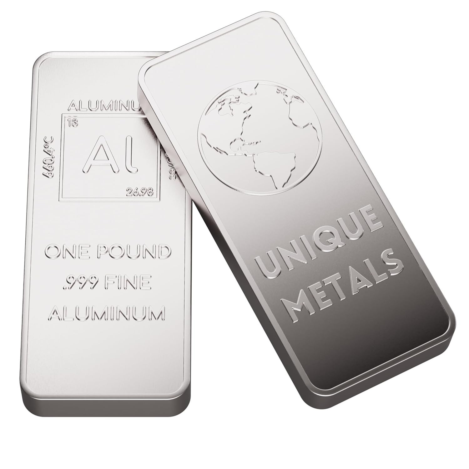 1 Pound .999 Pure Aluminum Bar Bullion with Element Design –