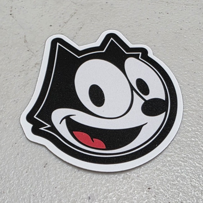 Cartoon Cat Face Sticker Decal Black White Red Kids Teens Adults