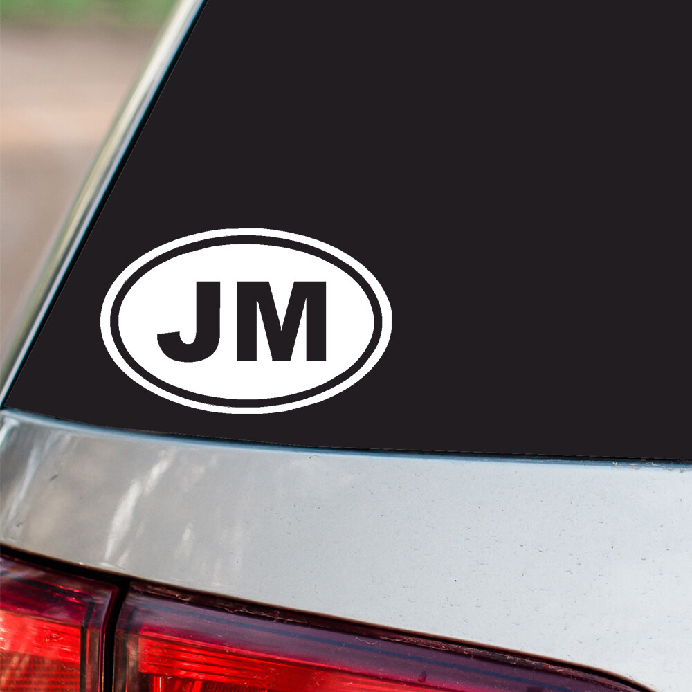 JM Sticker Jamaica Country Code oval euro all sizes chrome and regular colors