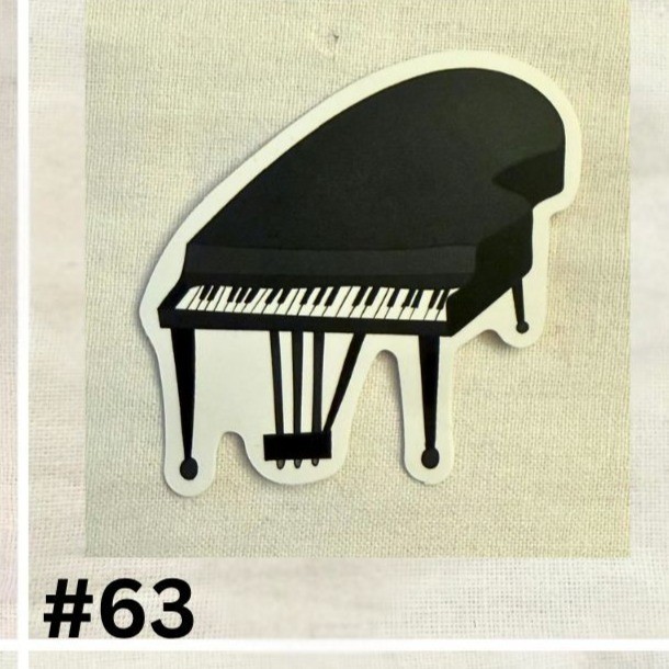 Black Grand Piano Music Sticker 2 inch Waterproof Vinyl Decal Pianist No63