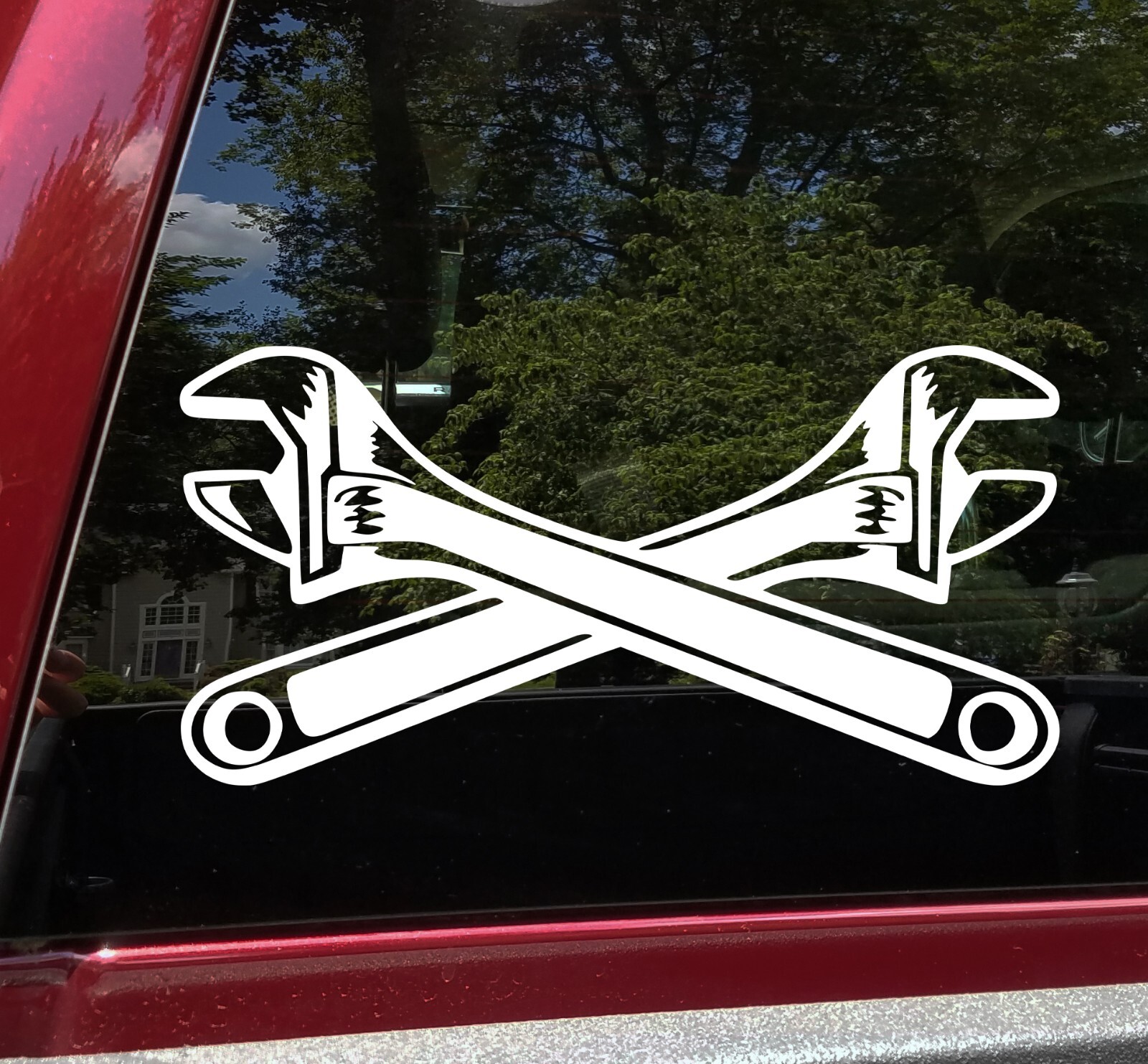 Crossed Adjustable Wrenches Vinyl Decal – Mechanic Wrench Crescent – Sticker