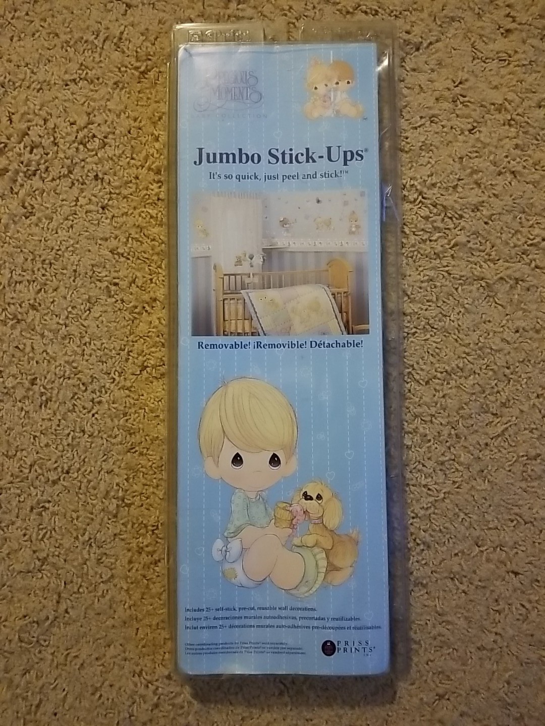 NIB 2001 Jumbo Stick-Ups Precious Moments 25 Priss Prints Wall Stickers Unused