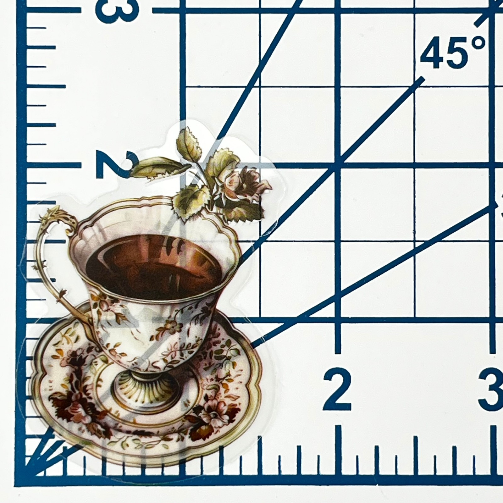 Victorian Teacup Vinyl Sticker Transparent Tea Rose Vintage Ephemera Clear