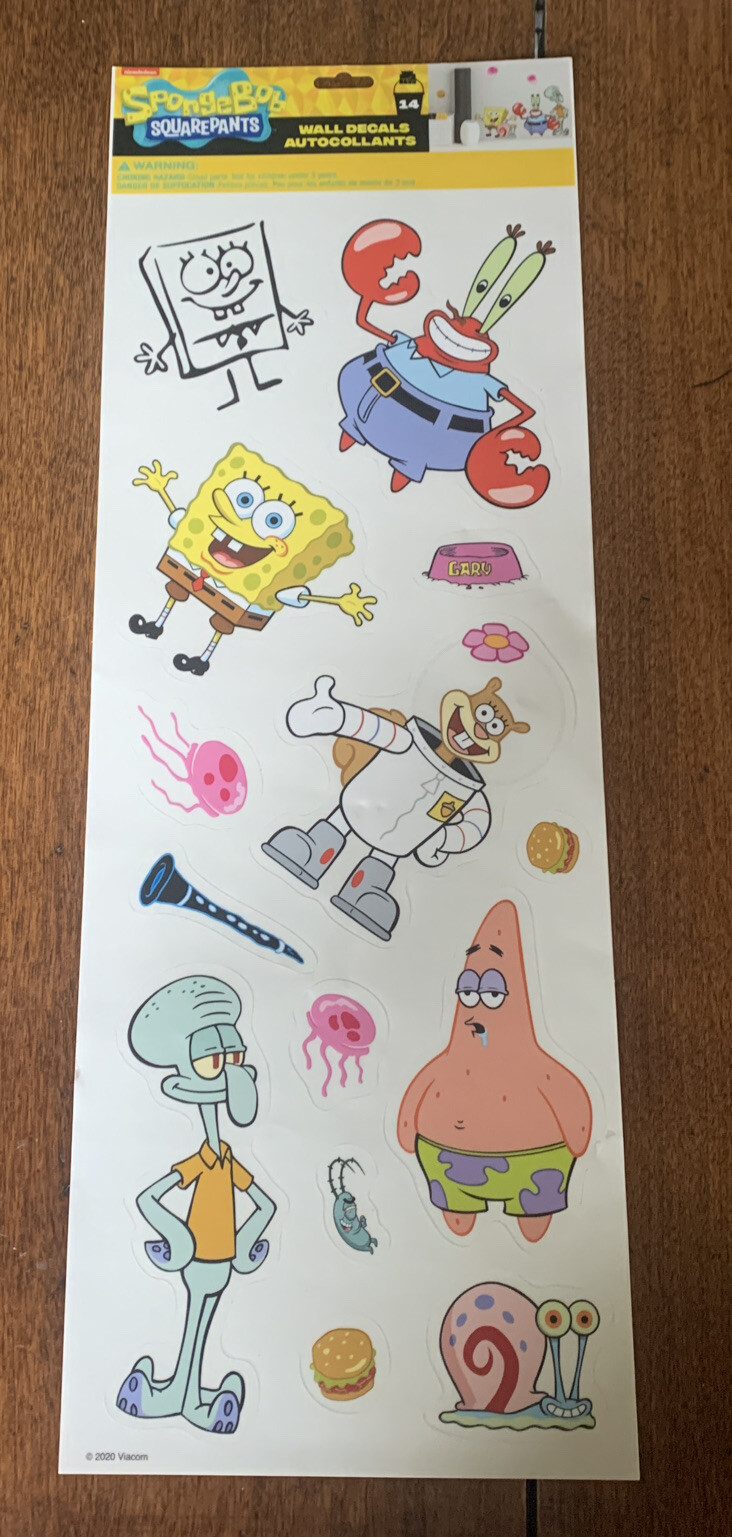 SpongeBob Squarepants Peel And Stick Wall Decals! Reusable & Residue Free!