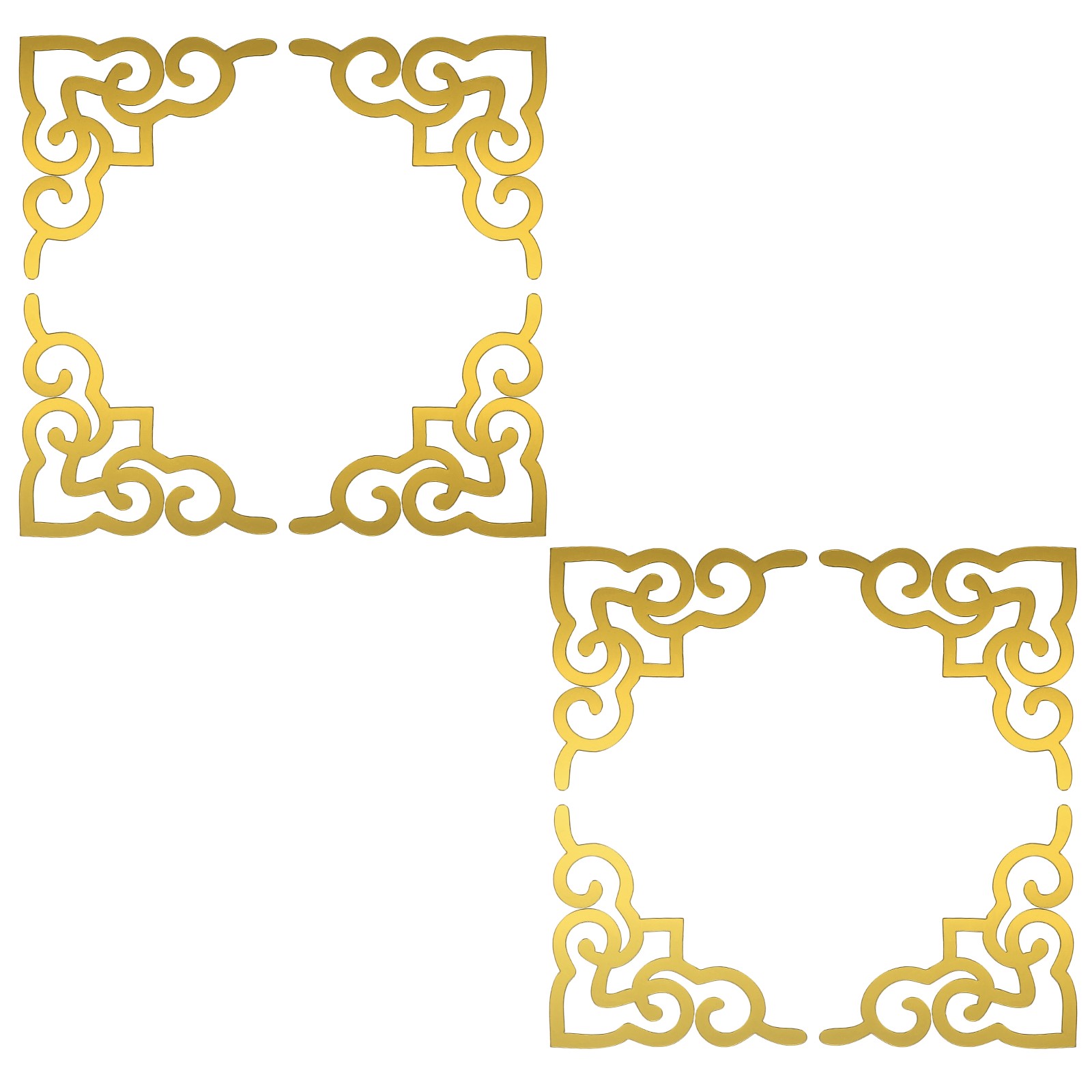 8 Pcs Hollow Mirror Wall Stickers (Light Gold Tone, 3.9 x 3.9")