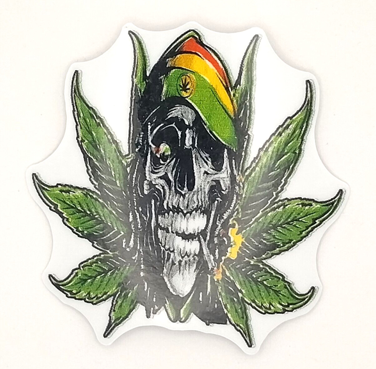 Rasta Skull Weed 420 Vinyl Sticker Weatherproof Marijuana Laptop Water Bottle