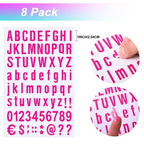 8 Sheets Self Adhesive Vinyl Letters Numbers Kit, Mailbox Numbers Sticker for