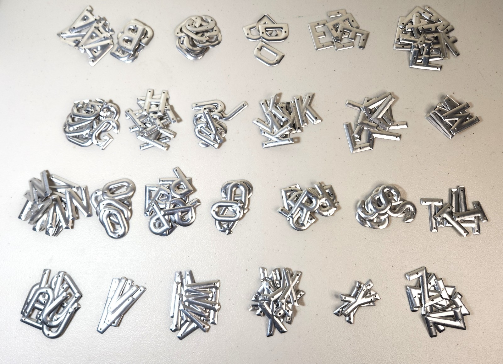 Lot of Approx. 244 Single A-Z Aluminum 1" Crafter's Signs **Missing Letter I**