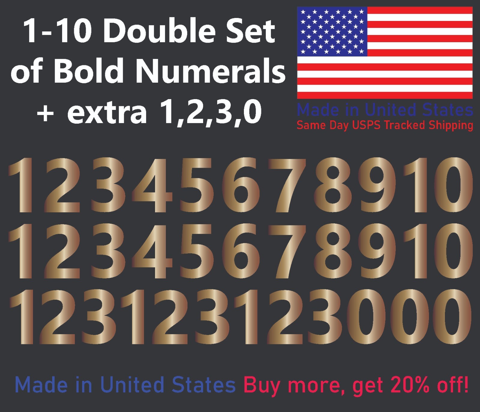 1-10 Bolston Bold Outdoor Vinyl Decal Numbers for Mailbox, Door, Address, Locker