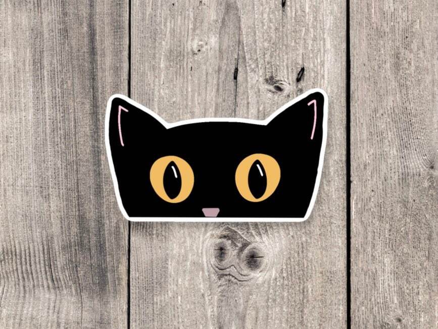 Black Cat Vinyl Sticker – Halloween Decor for Kids