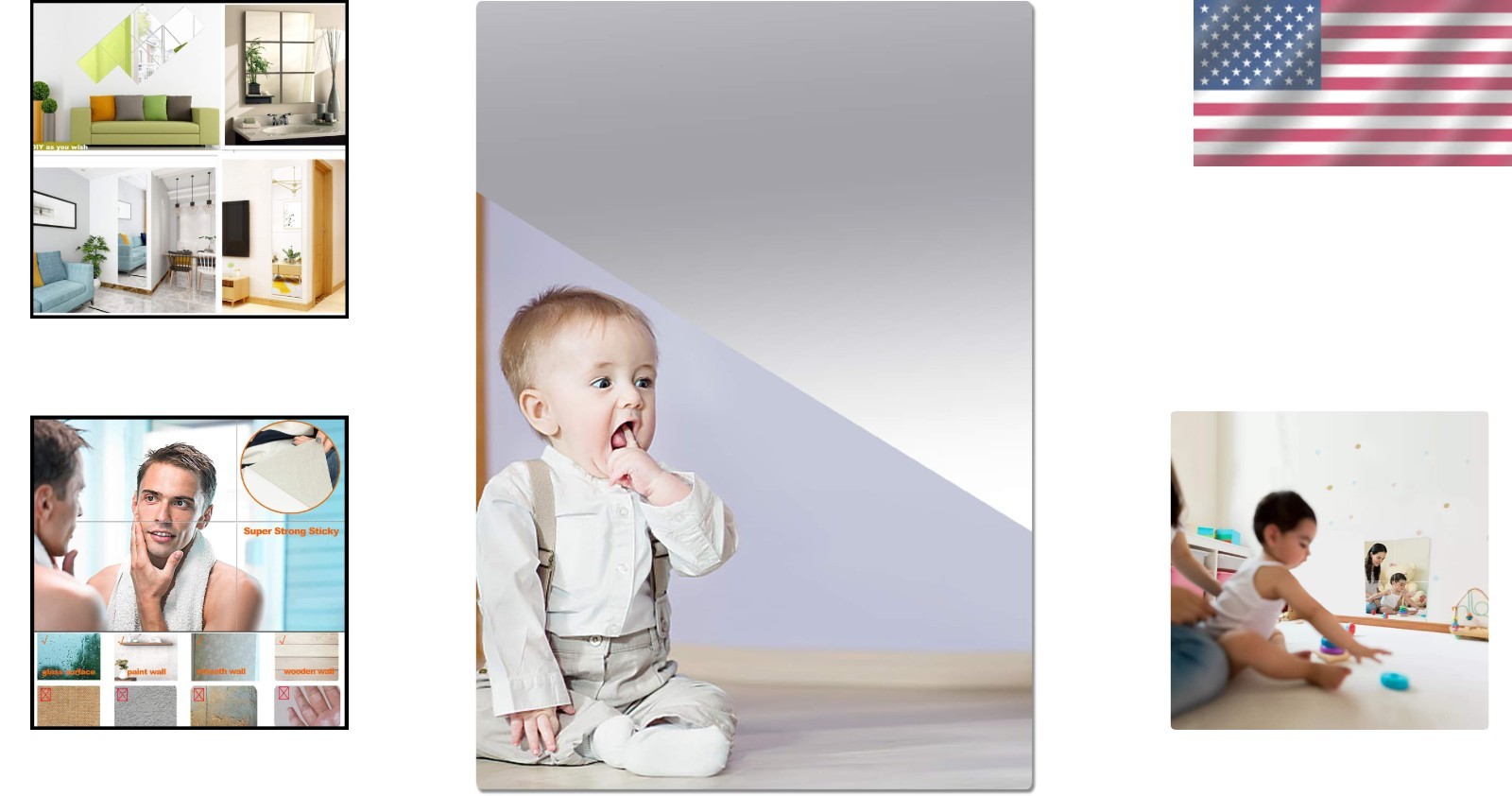 Lightweight 17" x 12" Self-Adhesive Acrylic Mirror – Ideal for Playrooms