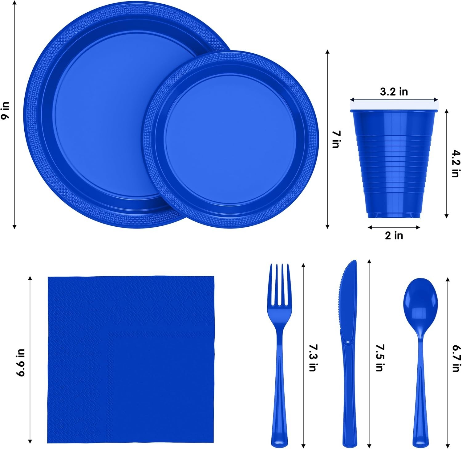 350 Pcs Dark Blue Plastic Plates For Party, Dark Blue Disposable Plates Set, …