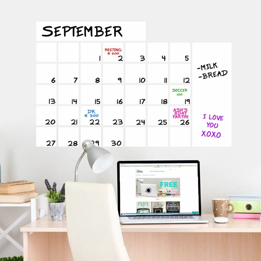 Dry Erase Calendar Wide Wall Decal – Calendar, Organizing, Kitchen, Office